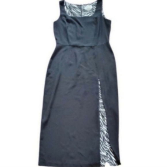 Y2K Zebra Colorblock White Sleeveless Dress 14 Y2K Black - Picture 8 of 9